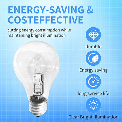 043168787963 78796 Halogen Light Bulbs 43 Watt 120V A19 with E26 Base for Table Lamps and Enclosed Fixtures, 6-Pack.