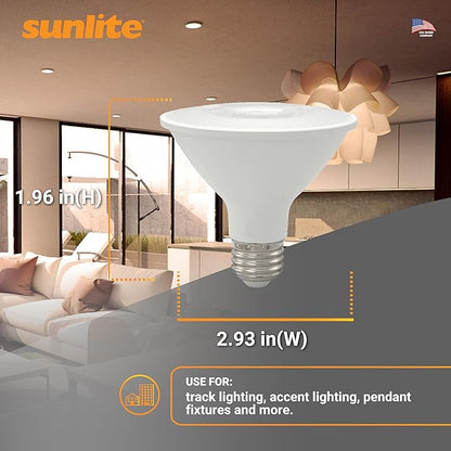 Sunlite Reflector PAR30 LED Bulb, Spotlight, 9W (75W=), 750 Lmns, Medium E26 Base, 90 CRI, Dimmable, Decorative Track Lighting Use, ETL, Title-20 Compliant, Bulk, 24 Pack, 27K-Soft White