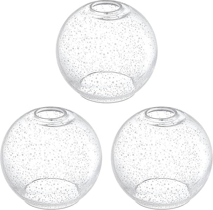 3 Pack 6.3 Inch Clear Seeded Glass Lamp Shade Pendant Ceiling Chandelier Wall Sconce Light Replacement Glass Shade Fixture Over Sink Kitchen Island