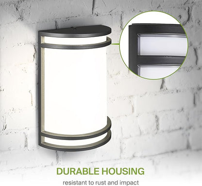 ASD 10 Inch LED Outdoor & Indoor Wall Mount Light Fixture - Matte Black Modern Wall Sconce Lighting - 15W 120-277V 3000K 4000K 5000K Dimmable Front Door & Patio Exterior Lights - ETL, 2 Pack