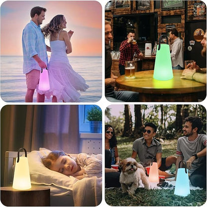 Outdoor Lanterns, GGII Rechargeable Camping Lantern with IP44 Waterproof, Battery Operated Outdoor Portable Cordless Table Lamp with RGB Lights for Patio Balcony Garden (TPU Handle)
