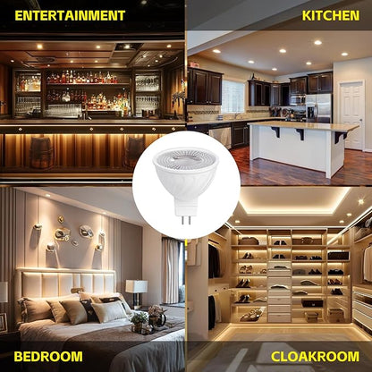 MR16 LED Bulb 50W Halogen Equivalent,2700K Warm White,5W MR16 GU5.3 12-36V AC&DC Spotlight Bulb,38° Beam Angle for Landscape,Dimmable,12-Pack.