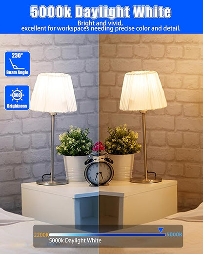 MASTERY MART 36 Pack A19 LED Light Bulbs 60W Equivalent, 9.5W Dimmable, Flicker-Free, 800 Lumens, 5000K Bright Daylight White, E26 Base, 10000 hours, Energy Saver Bright for Home, Bedroom, Living Room