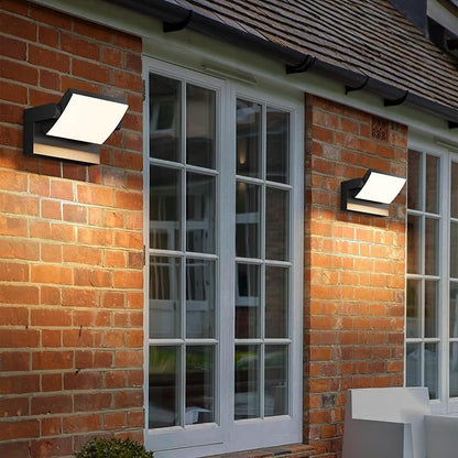 2 Pack Modern Outdoor Lights, 40W Black LED Exterior Light Fixture, 3000K Outdoor Wall Sconce, IP65 Waterproof Porch Lights for House