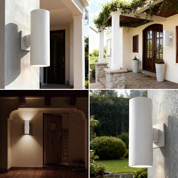 Modern Outdoor Wall Lights,Stainless Steel, 23W 3000K Integrated LED Cylinder Up Down Wall Sconce Porch Lighting IP65 Waterproof Patio Wall Light Fixture for House Porch Entryway