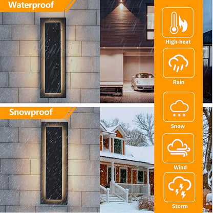 4 Packs Modern Exterior Lighting Fixtures, Black LED Outdoor Porch Wall Light, 16 in Long Outside Lights for House, Front Door, Patio, Waterproof Outdoor Sconce Lights, 3000K Warm White 12W