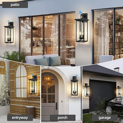 22 Inch Extra Large Outdoor Wall Lights Dusk to Dawn,Exterior Patio Light Fixtures 2-Light E12 Outdoor Porch Light Outside Wall Lantern Waterproof Outdoor House Lights Wall Mount 1 Pack