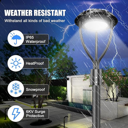 10Pack LED Post Top Light with Photocell, 100W 80W 60W Adjustable, 15000LM Adjustable CCT 3000/4000/5000K Outdoor Pole Lights, IP65 Waterproof Commercial LED Post Light Fixture ETL DLC Listed