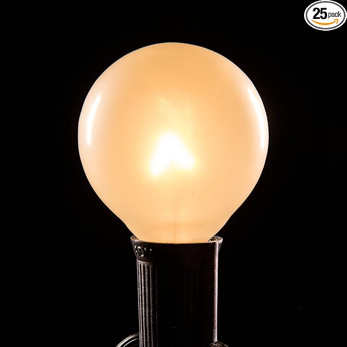Hometown Evolution, Inc. Box of 25 G50 White Pearl 2 Inch 7 Watt Commercial C9 E17 Base Replacement Bulbs