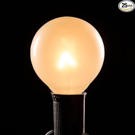 Hometown Evolution, Inc. Box of 25 G50 White Pearl 2 Inch 7 Watt Commercial C9 E17 Base Replacement Bulbs
