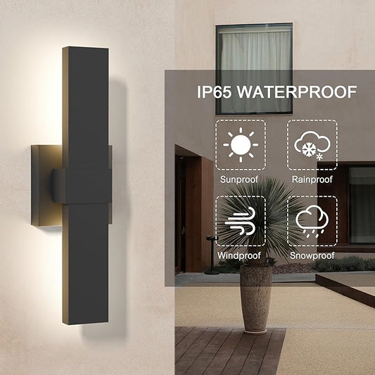 LamQee 15.8 in Aluminum Long Outdoor Wall Lights, 3000K 500LM LED Waterproof IP65, Modern Exterior Lighting Fixture Linear Outdoor Sconce Wall Mount Outside Lighting for House Porch Patio Garage Door