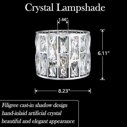 Crystal Metal Pendant Ceiling Chandelier Wall Sconce Lamp Replacement Covers Shade Fixture Brushed Nickel Finish D8.3"*H6.1"