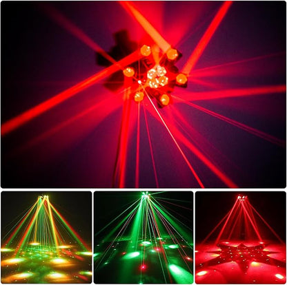 Moving Head DJ Lights 6-Arm Lamp with Remote Control 150w RGBW 4in1 LED DJ Stage Lights Moving Head Disco Light DMX512 & Sound Activated Rotating Light Starlight for Wedding Live House KTV Bar & Club
