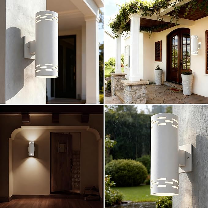 Modern Outdoor Wall Lights,Stainless Steel, 23W 3000K Integrated LED Cylinder Up Down Wall Sconce Porch Lighting IP65 Waterproof Patio Wall Light Fixture for House Porch Entryway