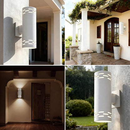 Modern Outdoor Wall Lights,Stainless Steel, 23W 3000K Integrated LED Cylinder Up Down Wall Sconce Porch Lighting IP65 Waterproof Patio Wall Light Fixture for House Porch Entryway