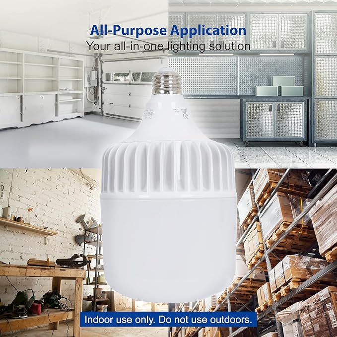 LED Light Bulb, 5000 Lumens, 36W Equivalent, 5000K Daylight, E26 Base, 50,000 Hours Lifetime, Non-Dimmable, Indoor Use Only, for Garage, Workshop, Warehouse, Basement, 1 Piece