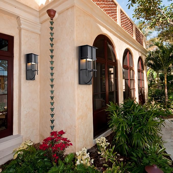 Modern Outdoor Wall Light 14.7'' Integrated LED Down Outdoor Wall Sconce Black Exterior Light Fixtures Suit for Any Locations