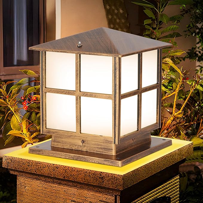 SLAWA Outdoor Post Lights Fixture, Modern Yard Entry Outdoor Column Lights with Aluminum Housing, Patio Pillar Lights Outdoor with Tempered Glass, IP65 Waterproof