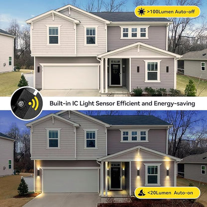 Outdoor Light Fixture Dusk to Dawn 2 Pack, Matte Black Modern Porch Light IP65, 3000K LED Bulbs Exterior Lighting Fixtures Outdoor Wall Lights for House, Garage Front Door