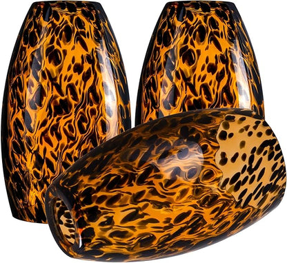 GO&SO 3pc Black-Yellow Pendant Light Shade,Fitter 1.57 ",Height 7.8 ",Max Diameter 4 ",Hand Blown Art Glass Pendant Light Fixtures Only,Oval Replacement Lamp Shades Glass Pendant Lights Kitchen Island