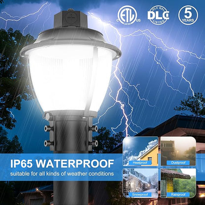 6Pack Post Top Light with Dusk to Dawn Photocell, ETL&DLC Listed 100W/80W/60W LED Pole Area Lights 5000K/4000K/3000K Outdoor Post Lights for Parking Lot Yard Garden, IP65 Waterproof AC100-277V