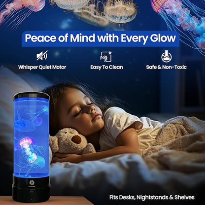 Jellyfish Lamp 6 Realistic Artificial Jellyfish – Soothing Color-Changing Light for Bedroom Decor Relaxing Night Light Aquarium Lamp (Battery not Included)