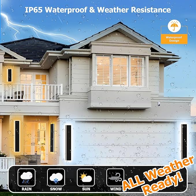 Picico Outdoor Wall Lights Exterior 70IN 2PC,4.33in Wide Dimmable Modern Outdoor Sconce Lighting Fixtures,Contemporary Porch Light,Long LED Outside Garage Lights for Front Door and Entrance