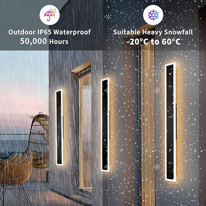 2 Pcs Modern Outdoor Wall Lights 31.5inch Dimmable 3000K-6000K with Remote Control Waterproof IP65 Exterior Long Wall Sconce for House Garage Patio