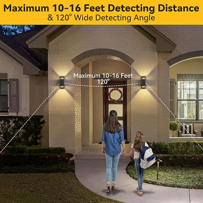 SHIMR Motion Sensor Outdoor Wall Lights, Dusk to Dawn Outdoor Lights ETL Listed, Aluminum Sconce Exterior Lighting Fixtures Up and Down Outside Lights for House, LED Bulbs Included, 2 Pack