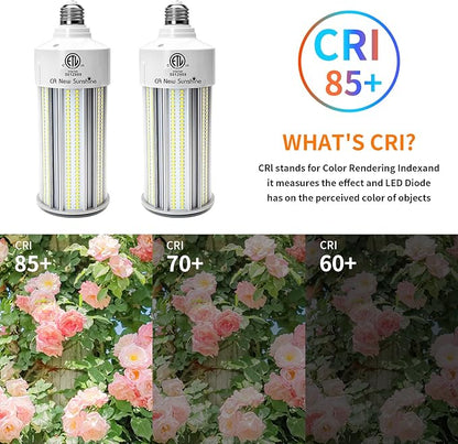 2 Pack 1000W Equivalent LED Corn Light Bulb 15000 Lumen 5000K 100W Large Area Daylight White E26/E39 Medium Base for Outdoor Indoor Garage Warehouse Factory Workshop Street Barn Backyard
