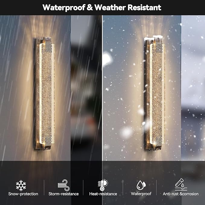 camuucci Dusk to Dawn Outdoor Light, 31.1 Inch LED Porch Lights Outdoor Waterproof Modern Outside Sconce Wall Mount for Doorway Hallway Porch Patio Yard Doorway Bronze