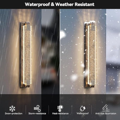 camuucci Dusk to Dawn Outdoor Light, 31.1 Inch LED Porch Lights Outdoor Waterproof Modern Outside Sconce Wall Mount for Doorway Hallway Porch Patio Yard Doorway Bronze