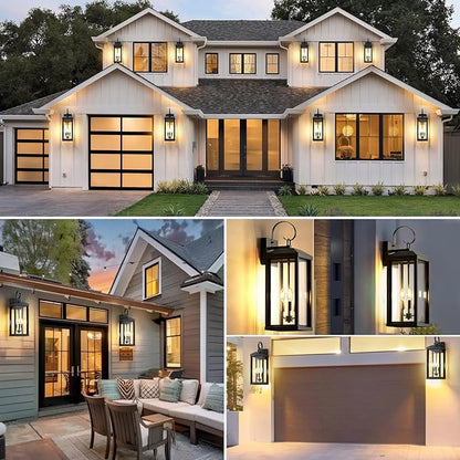 24Inch Extra Large Outdoor Wall Light 3-Light, Waterproof Black Exterior Lighting Fixtures Outdoor Porch Lighting Wall Mount, Modern Exterior Wall Sconce Outside Coach Light for Garage House, 1Pack