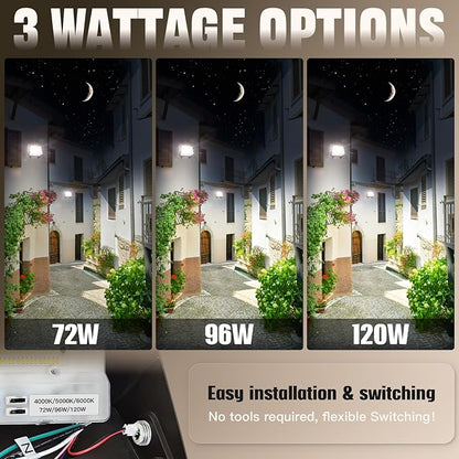 LED Wall Pack Light 120W/96W/72W with Dusk to Dawn Photocell,18000LM 1000W HPS/HID Equiv.,6000K/5000K/4000K Daylight Outdoor Security Lighting, Commercial Wall Mount Lights for Warehouse,Yard - 4Pack