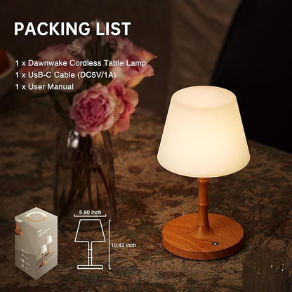 Desk Lamp Cordless Table Shower Lamp Waterproof,Rechargeable Battery Operated Lamps for Bedroom Night Stands,3 Colors Touch Dimmable Small Outdoor Lamps,4000mAh LED Wood Grain