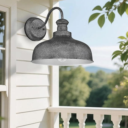 Outdoor Farmhouse Barn Light, Outside Wall Sconce, Weather Resistant Anti-Rust Farmhouse Exterior Wall Light, Outdoor Lantern Lamp for Porch, Garage, Patio, Entryway (Antique Black, 3 Pack)
