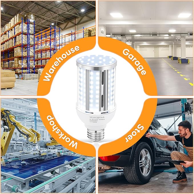 60W LED Corn Light Bulb(6 Pack),(600 Watt Equivalent) Fanless E26/E39 Medium/Large Mogul Base LED Cob Lamp 5000K Daylight 6,900LM for Outdoor Indoor Garage Warehouse Factory Workshop Street Backyard