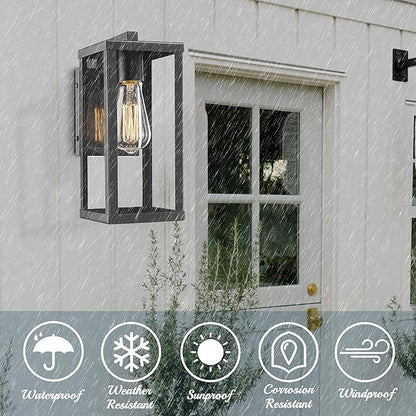Outdoor Wall Lantern, Exterior Wall Mount Lights, Outdoor Wall Sconces, Wall Lighting Fixture, Exterior Light Lantern Fixtures, Porch Light Lamps Modern Porch Lighting for Garage (Black, 1PACK)