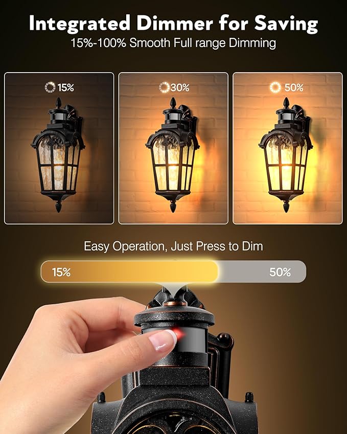VIANIS 16.4" Outdoor Motion Sensor Light, 2 Pack Vintage ORB Porch Lights Outdoor Lantern, Dusk to Dawn Outside Light Fixtures Wall Mount, Aluminum Exterior Lighting Fixtures for House, Garden, Patio