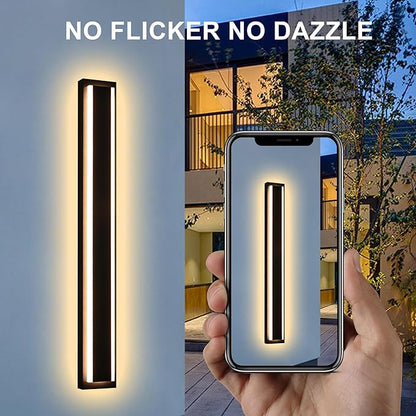 MELUCEE 2 Pack Long Outdoor Wall Lights 24W 5 Color Dimmable Modern Exterior Lighting Fixtures LED Linear Outdoor Wall Sconce for Garage Patio Balcony Porch, 3000K-6000K Adjustable, IP65 Waterproof