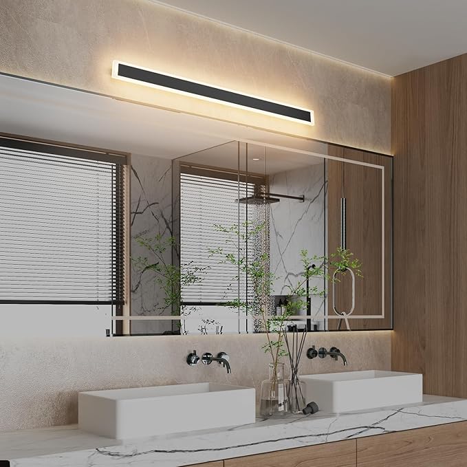 Tipace 2 Pack 47.2IN Long Outdoor LED Wall Lights,3000K Wall Light Rectangular Black Exterior Wall Light with Frosted Acrylic for Patio,Porch,Courtyard