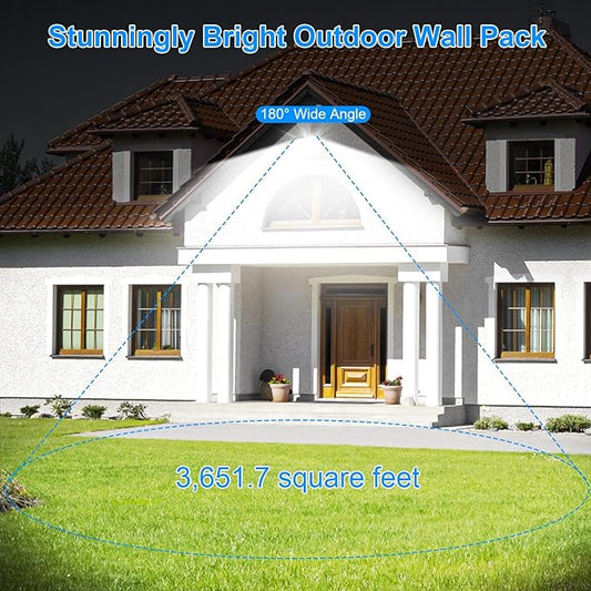 Modern Sleek Flood Lights Outdoor 120W, 18000LM 5000K Waterproof LED Security Lighting, 360° Rotatable Commercial Wall Pack for Yard, Car Lot, Building
