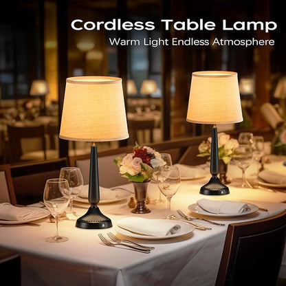 PARTPHONER Cordless Table Lamp, 5000mAh Battery Rechargeable Touch Lamp, 3-Level Brightness Bedside Lamps, Modern Black Iron Design, Desk Lamp for Patio Camping, Dining, Home