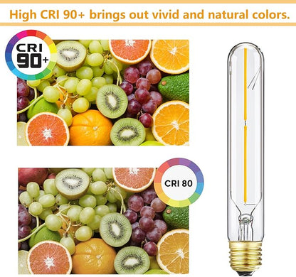 T10 Led Long Bulbs,4W Dimmable Tubular Bulb,40 Watt Equivalent,2700K Warm White,400LM,120V,E26 Edison Style Vintage LED Filament Light Bulb,7.3in,4Pack(4w-2700k)
