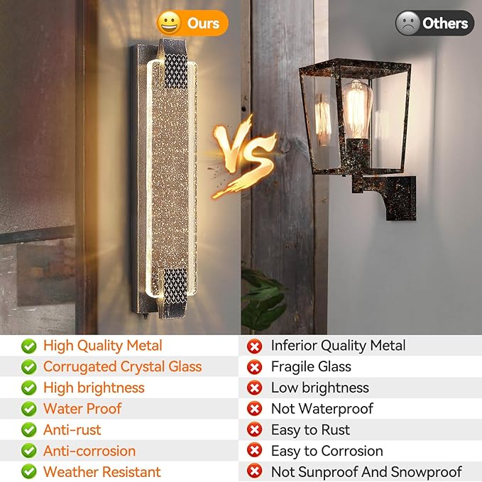 camuucci Dusk to Dawn Outdoor Light, 23.6 Inch LED Porch Lights Outdoor Waterproof Modern Outside Sconce Wall Mount for Doorway Hallway Porch Patio Yard Doorway Bronze