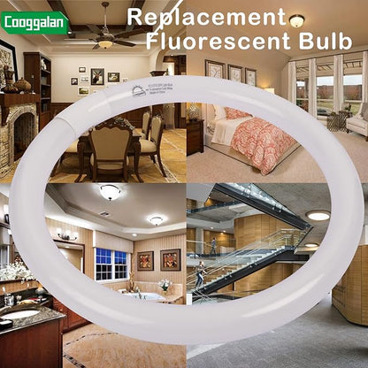 FC12T9/CW 32W Cool White Circular Light Bulbs, 12 inch Round T9 32 Watts FC12T9/841 4100K Circline Fluorescent Bulb, Replacement Kitchen and Bath Circle Light Bulb, G10q 4 Pin Prong, 2 Pack