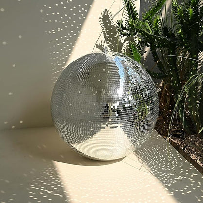 Yescom 20" Large Disco Ball Mirror Big Hanging Glass Decoration for 70s 80s Party Events Wedding DJ Dance Club Bar Stage Lighting Business Holiday Home Decor Silver