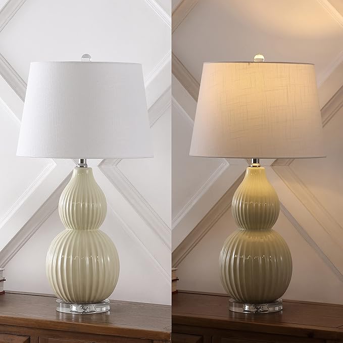 JONATHAN Y JYL8019C Thatcher 28.25" Ceramic LED Table Lamp Contemporary Transitional Bedside Desk Nightstand Lamp for Bedroom Living Room Office College Bookcase LED Bulb Included, Light Olive