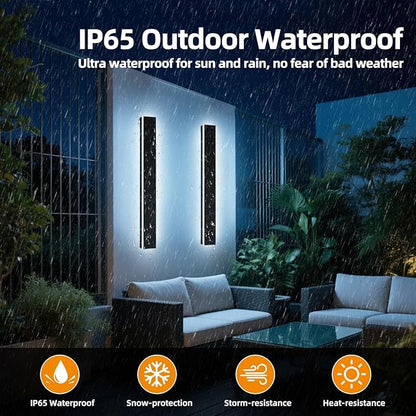 Upgrade Widened 2 Pack 31.4inch Modern Outdoor Wall Sconce, 3 Color 3000K/4500K/6000K, 31W, IP65 Waterproof Long Linear Wall Lights, Minimalist Garage Lamp Lighting for Balcony, Patio, Porch