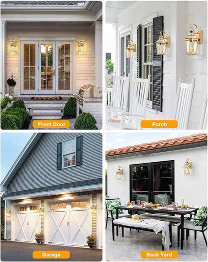 VIANIS Outdoor Wall Lights, Motion Sensor Exterior Light Fixtures Wall Mount, Waterproof Modern Gold Outside Front Porch Light, Anti-Rust Aluminum Outdoor Wall Sconce for House Garage 2 Pack